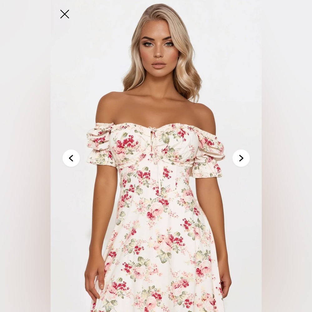 Ellsie Off Shoulder Floral Midi Dress - Pink/combo NWT Size XL